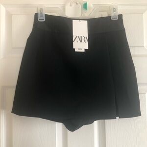 ZARA Black A-Line Skort with Front Overlay